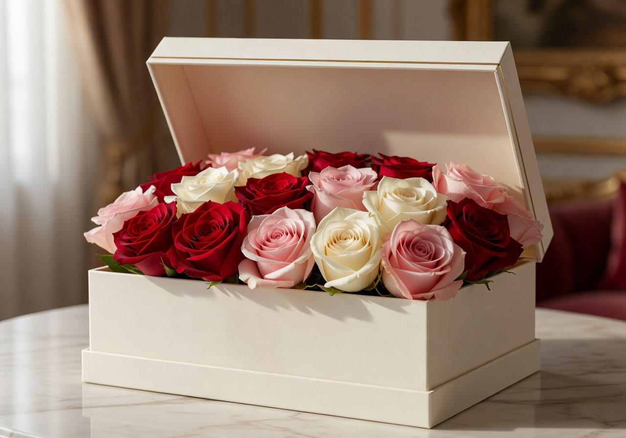 Elegant box of anniversary roses